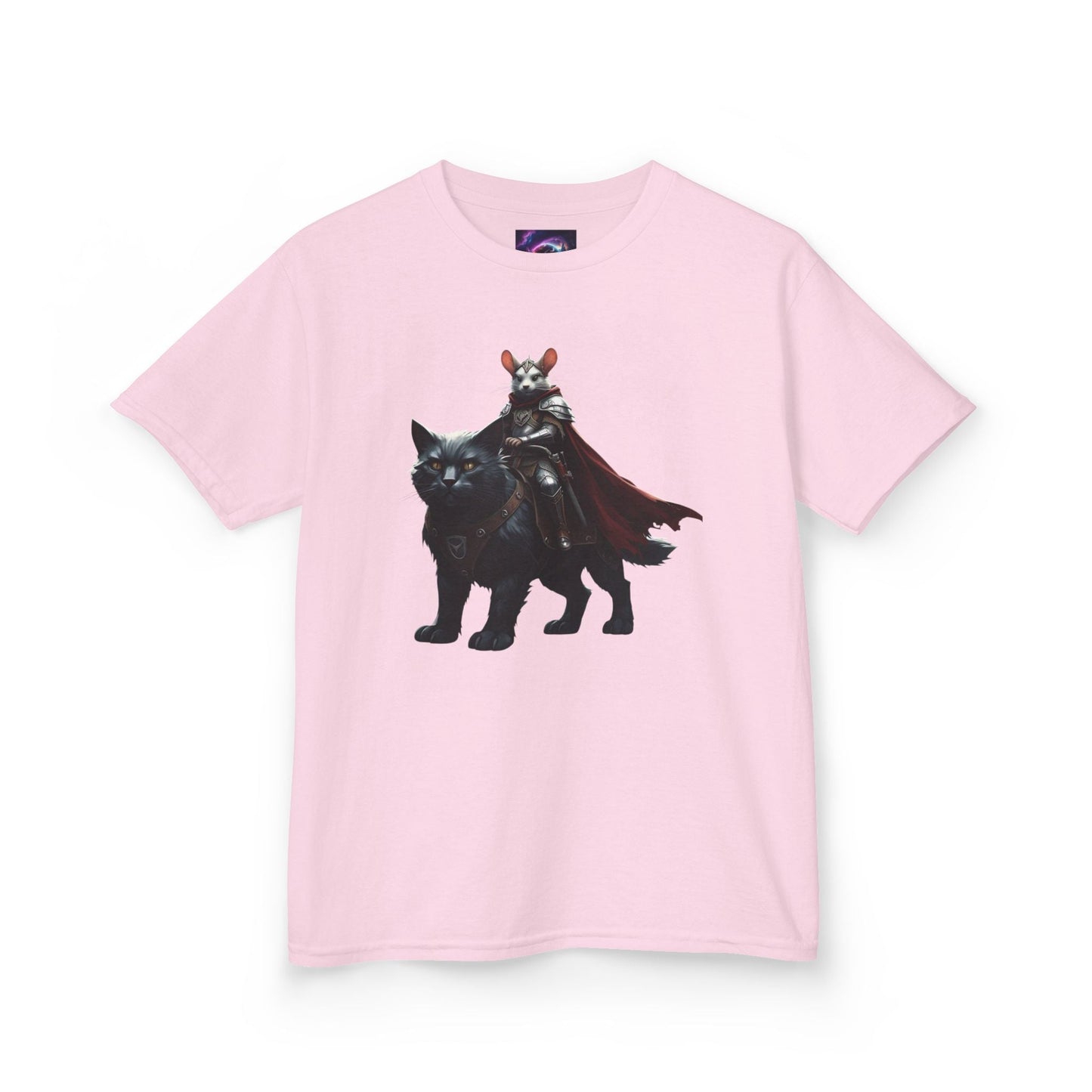 Kids Fantasy Adventure Mouse Riding Battle Cat Tee - Knight with Wolf Design - S-Mart Shop Smart Treasures
