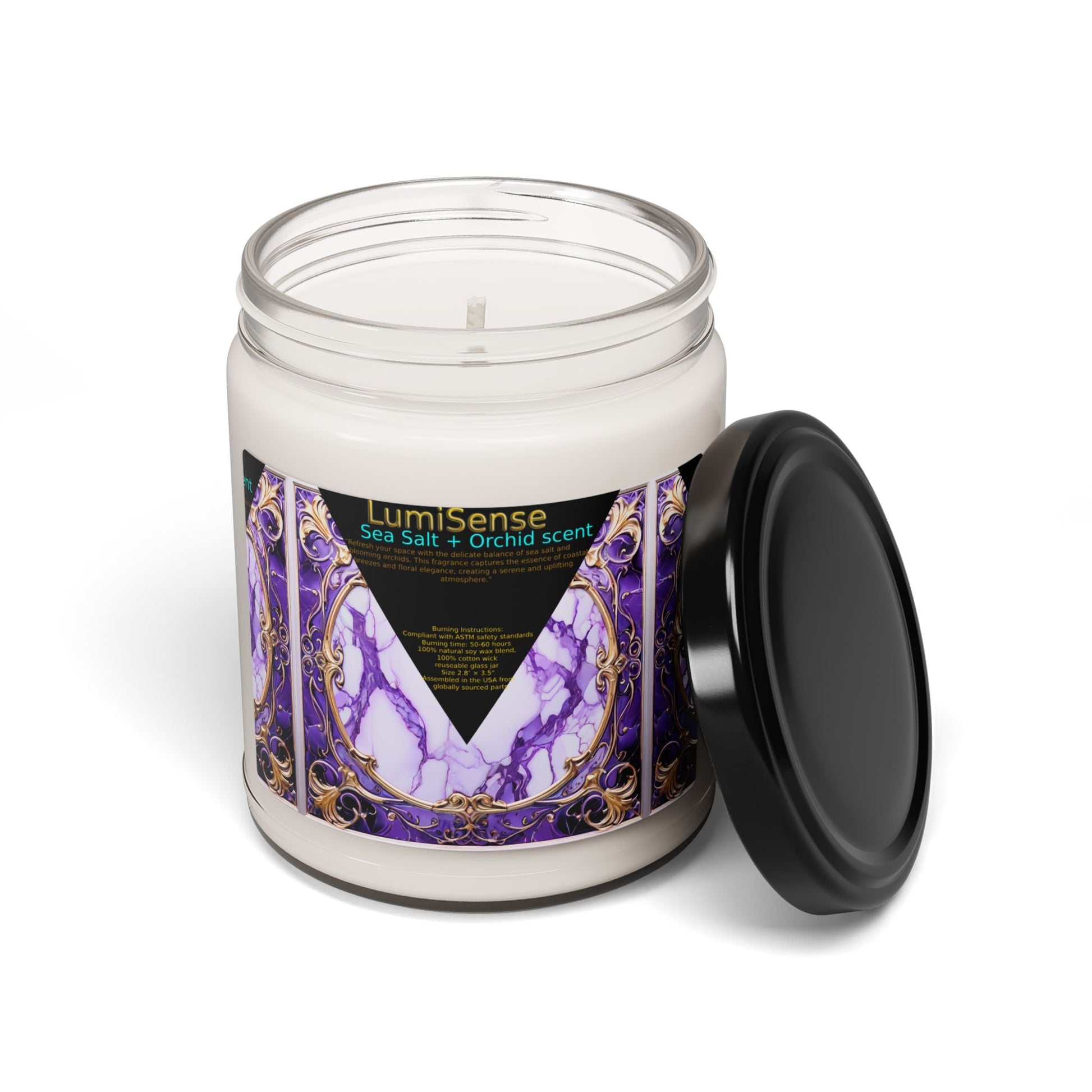 Lavender Sea Salt & Orchid Scented Soy Candle - Relaxing Aromatherapy - S-Mart Shop Smart Treasures