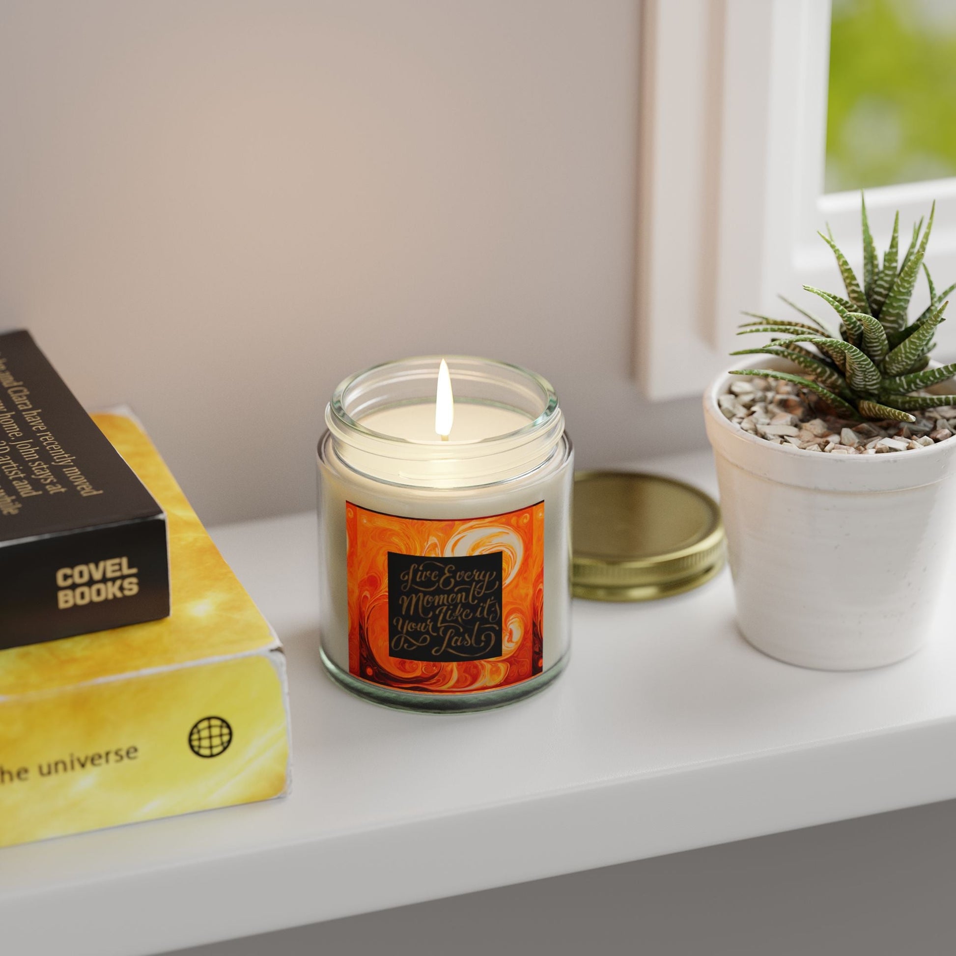 Live Every Moment Scented Candle - Coconut Apricot Wax (4oz, 9oz) - S-Mart Shop Smart Treasures