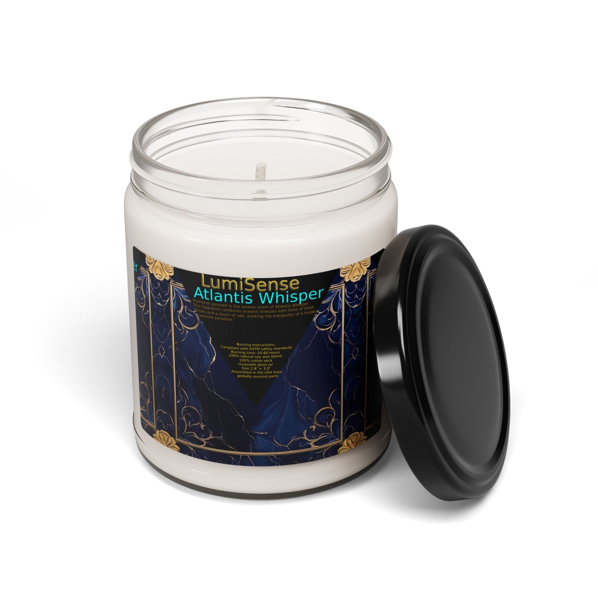 LumiSense Atlantis Whisper Scented Soy Candle - 9oz Aromatherapy for Relaxation - S-Mart Shop Smart Treasures