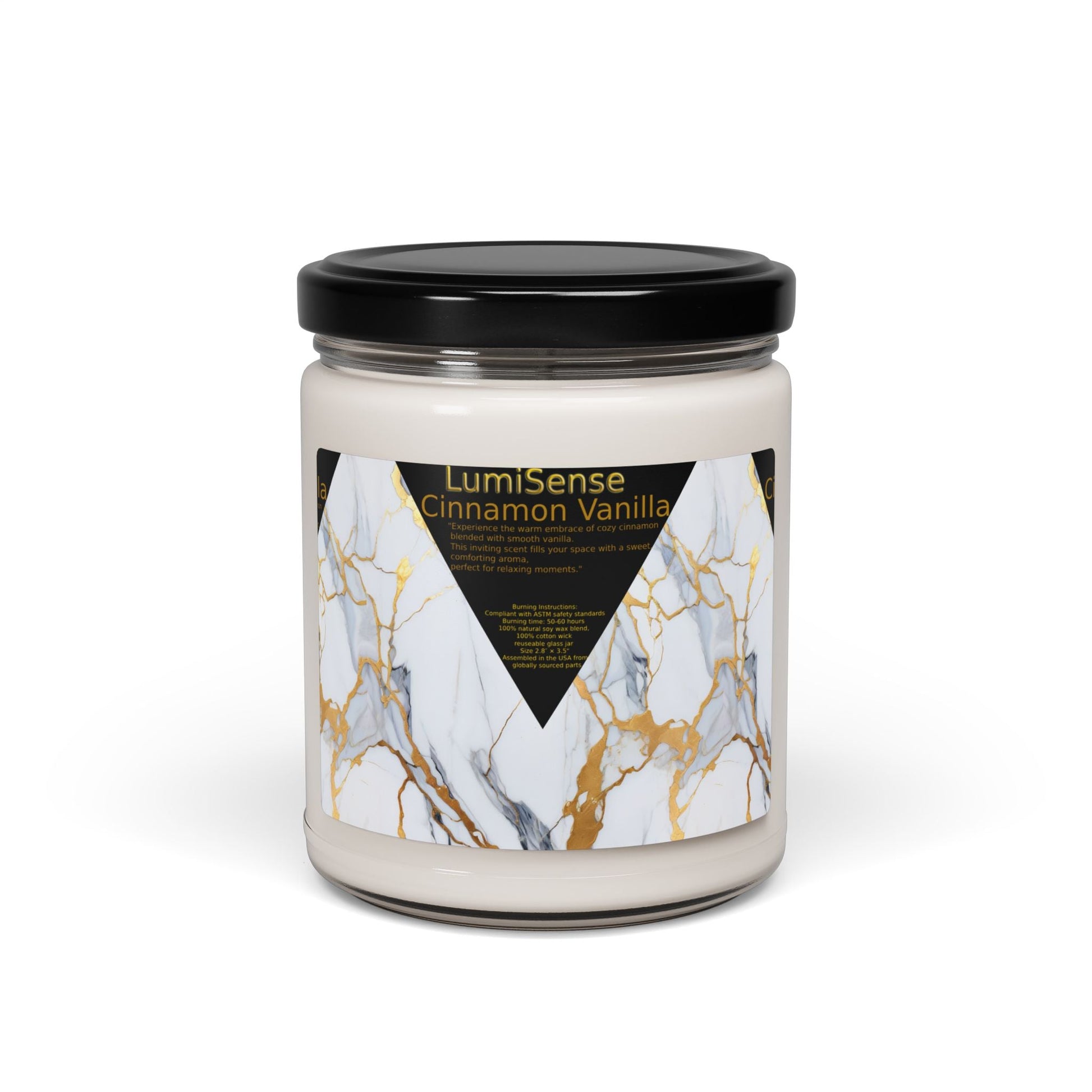 LumiSense Cinnamon Vanilla Scented Soy Candle - Cozy Home Fragrance - S-Mart Shop Smart Treasures