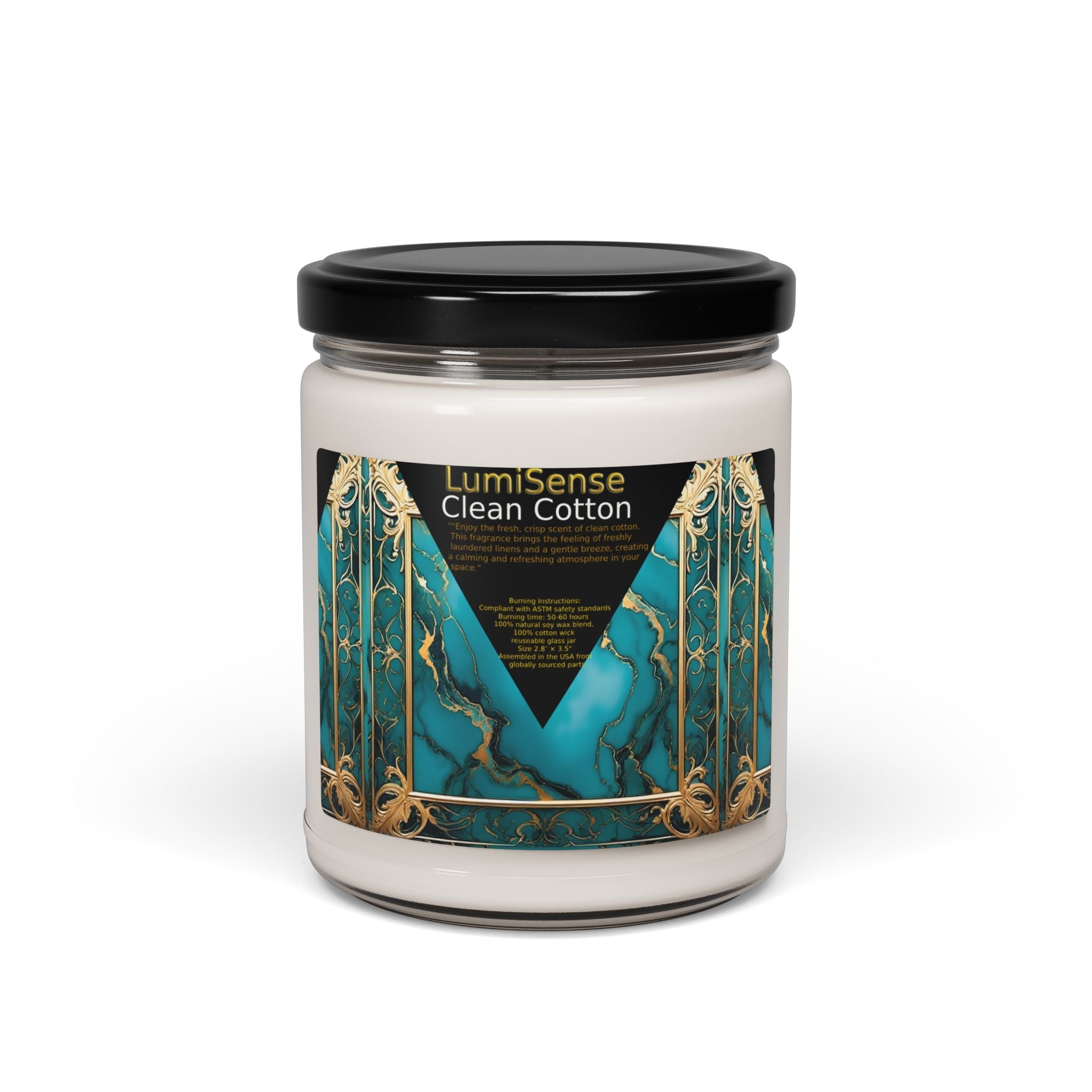 LumiSense Clean Cotton Scented Soy Candle - 9oz Aroma for Home Relaxation - S-Mart Shop Smart Treasures