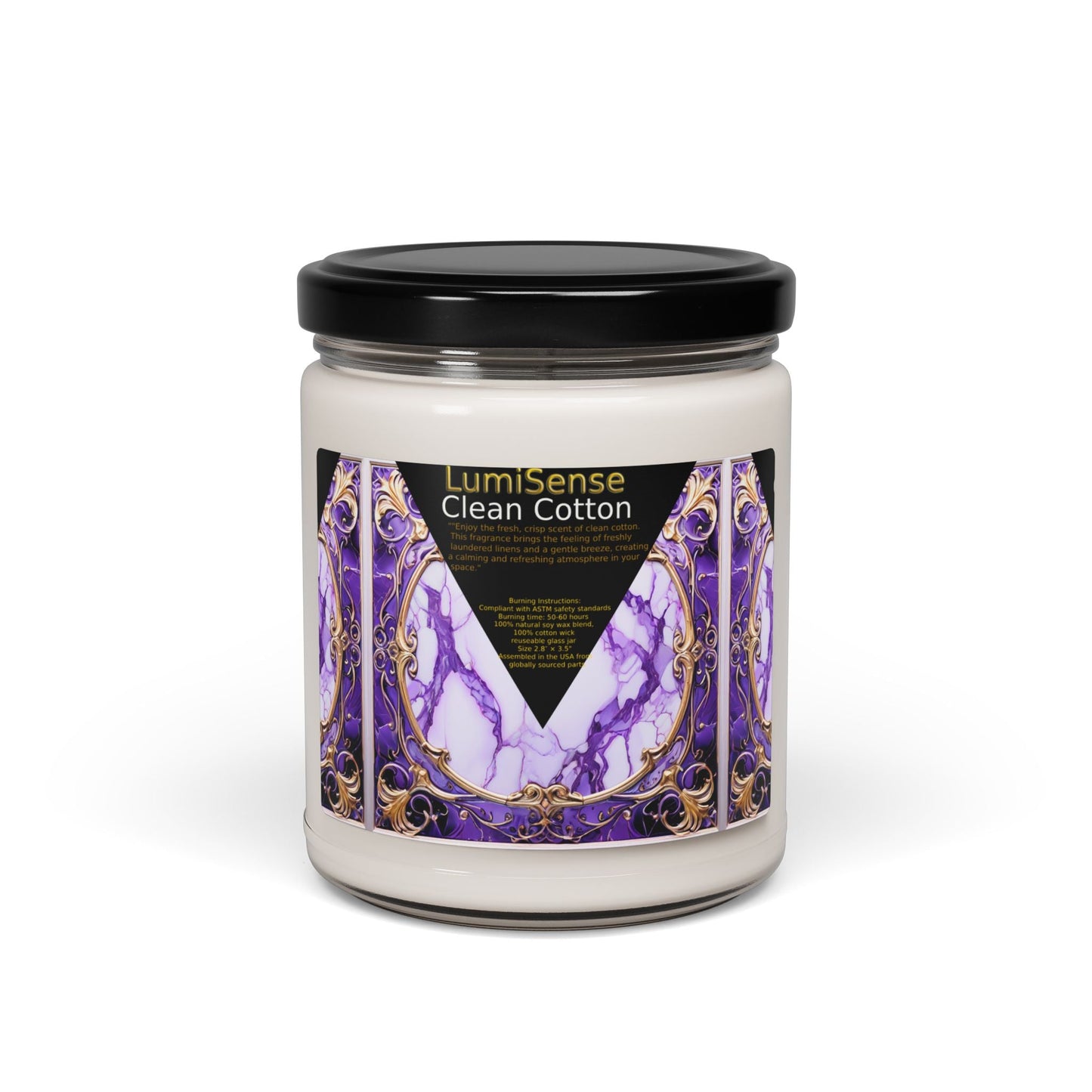 LumiSense Clean Cotton Scented Soy Candle - 9oz Aromatherapy Candle for Relaxation and Home Décor - S-Mart Shop Smart Treasures