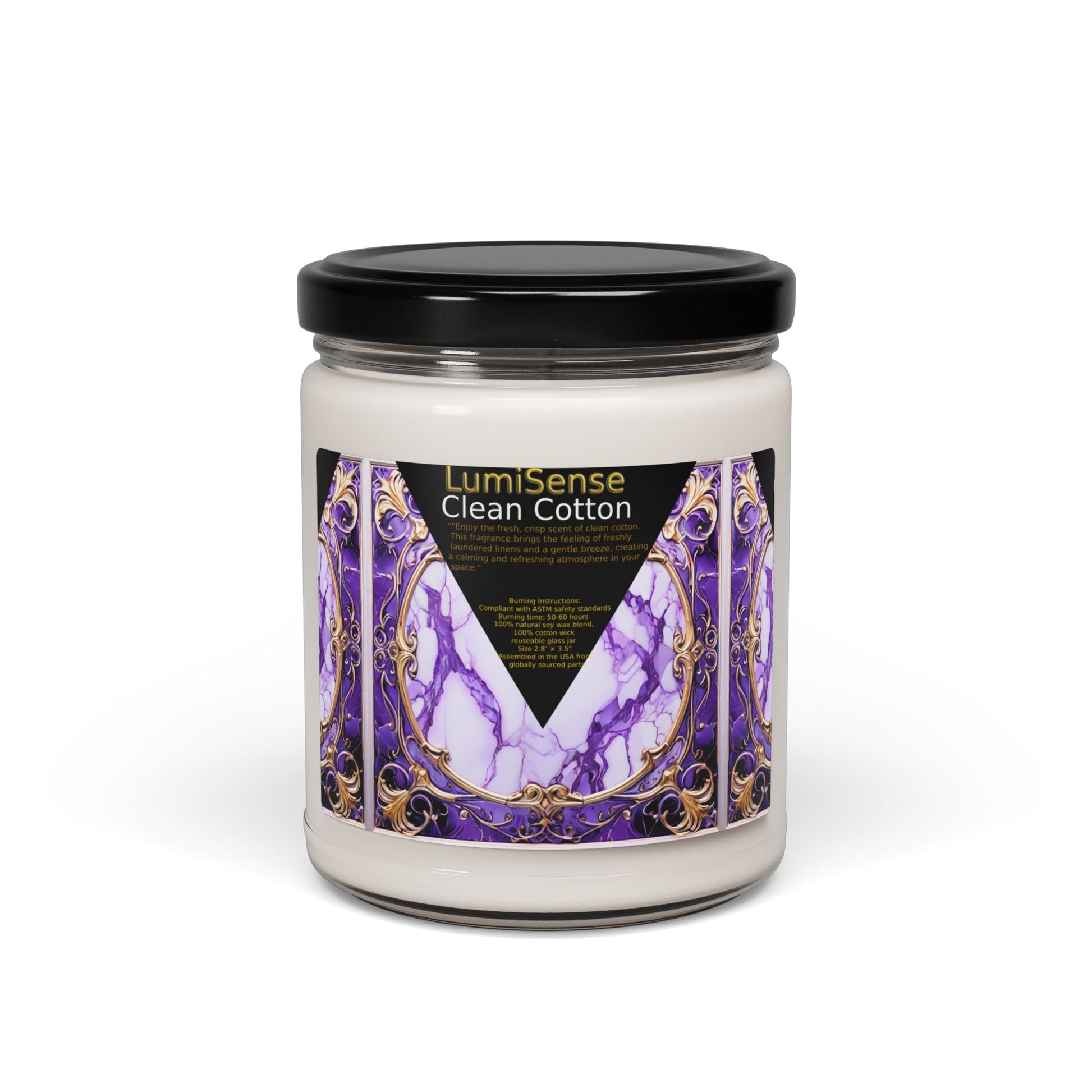LumiSense Clean Cotton Scented Soy Candle - 9oz Aromatherapy Candle for Relaxation and Home Décor - S-Mart Shop Smart Treasures
