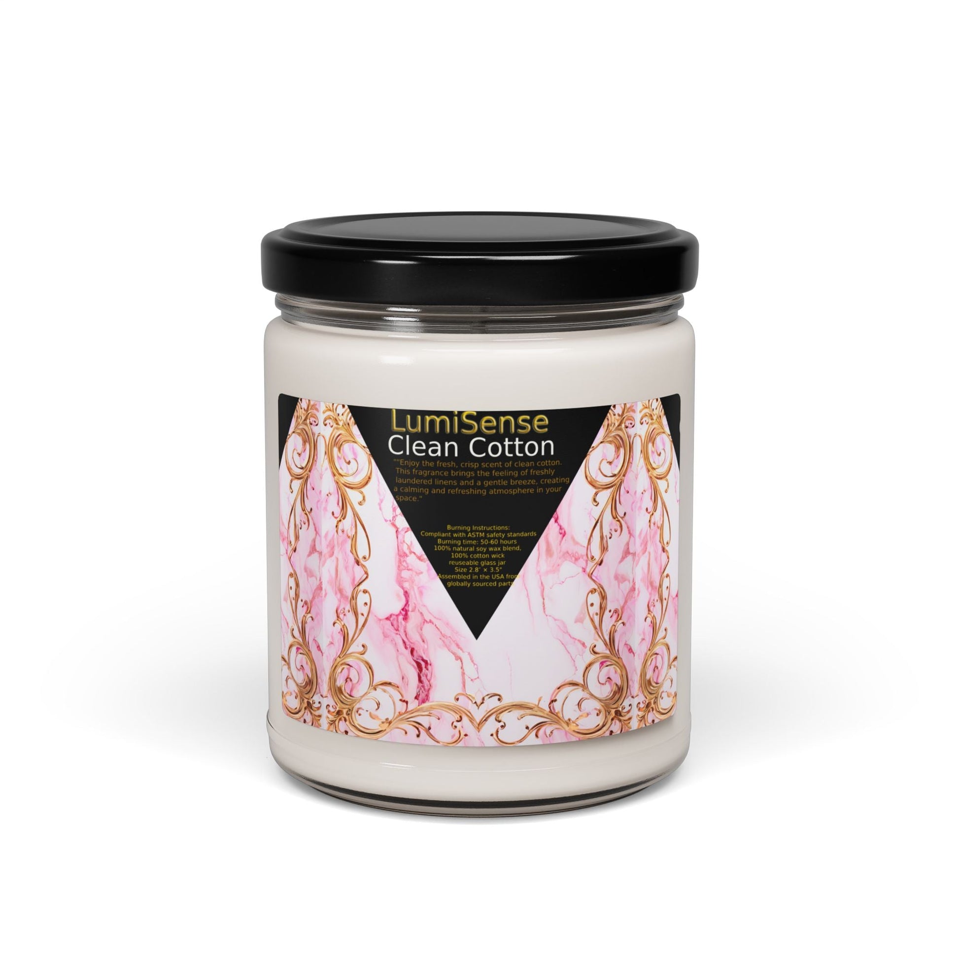 LumiSense Clean Cotton Scented Soy Candle - 9oz Elegant Home Fragrance - S-Mart Shop Smart Treasures