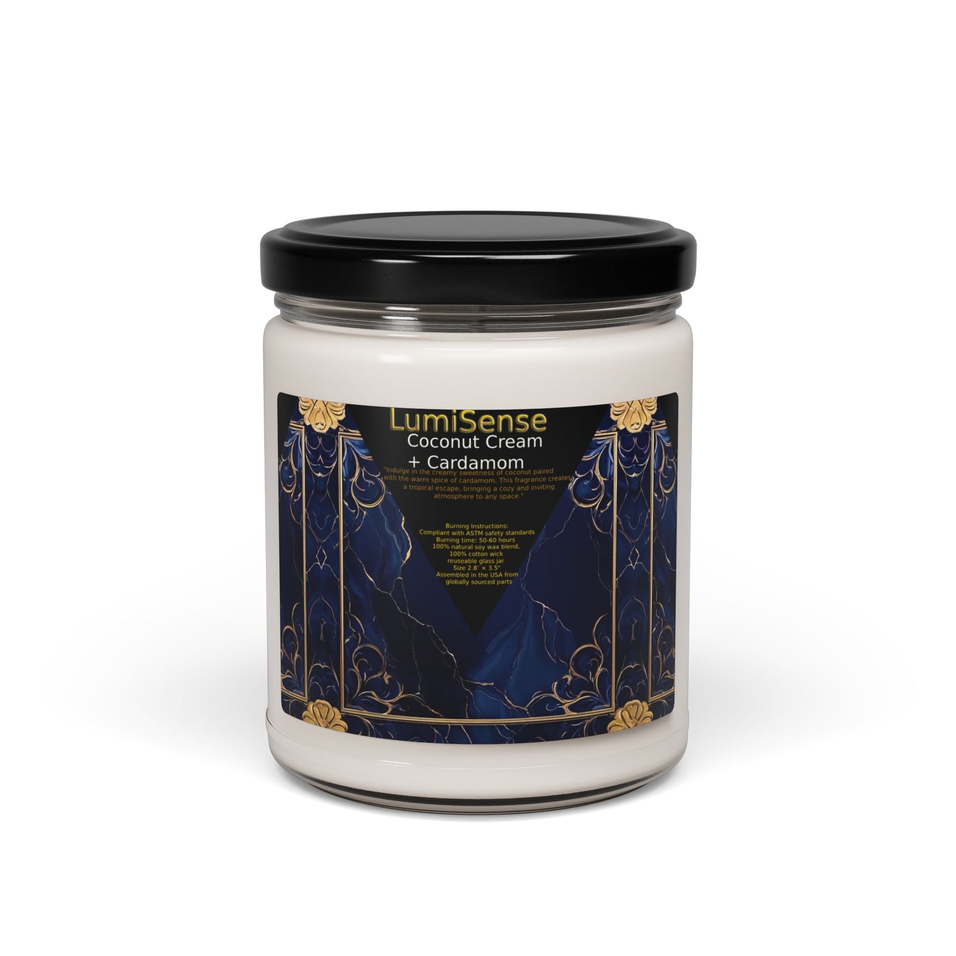 LumiSense Coconut Cream & Cardamom Scented Soy Candle - 9oz Aromatherapy Delight - S-Mart Shop Smart Treasures