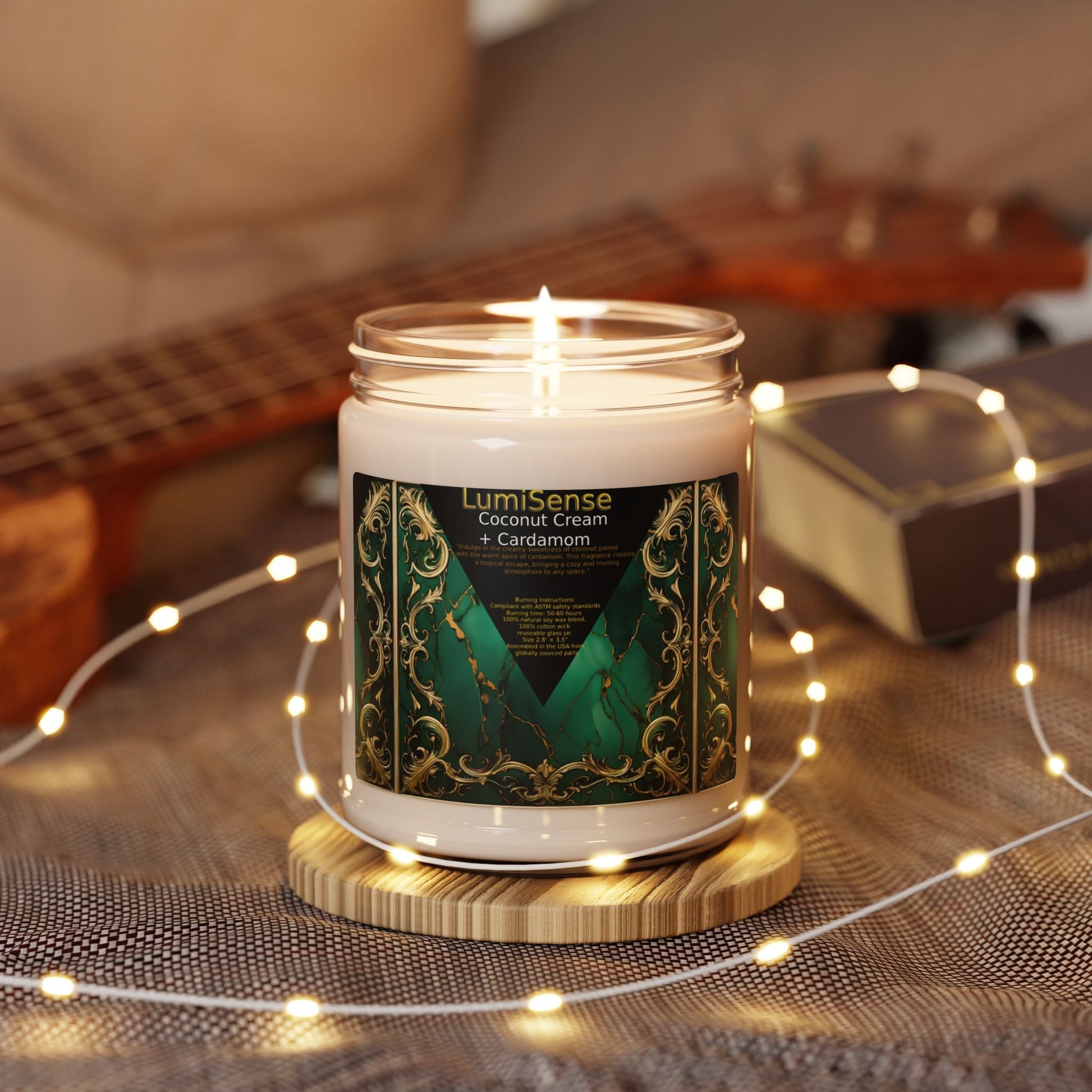 LumiSense Coconut Cream + Cardamom Scented Soy Candle - 9oz Luxury Home Fragrance - S-Mart Shop Smart Treasures