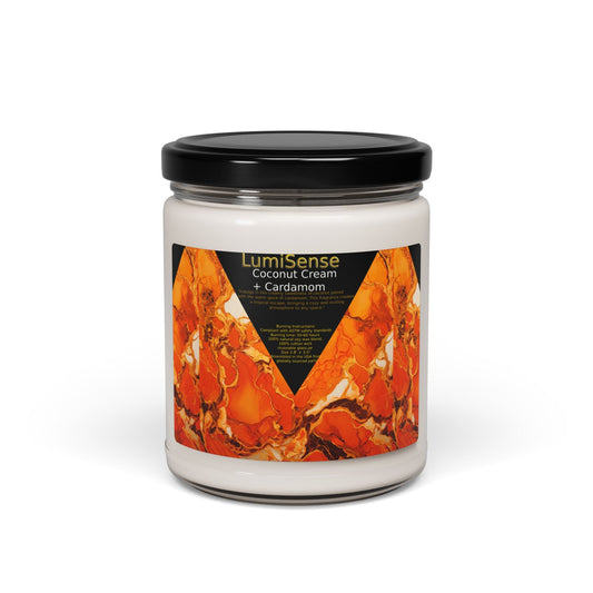 LumiSense Coconut Cream + Cardamom Scented Soy Candle - 9oz | Relaxing Aromatherapy Gift for Home & Special Occasions - S-Mart Shop Smart Treasures