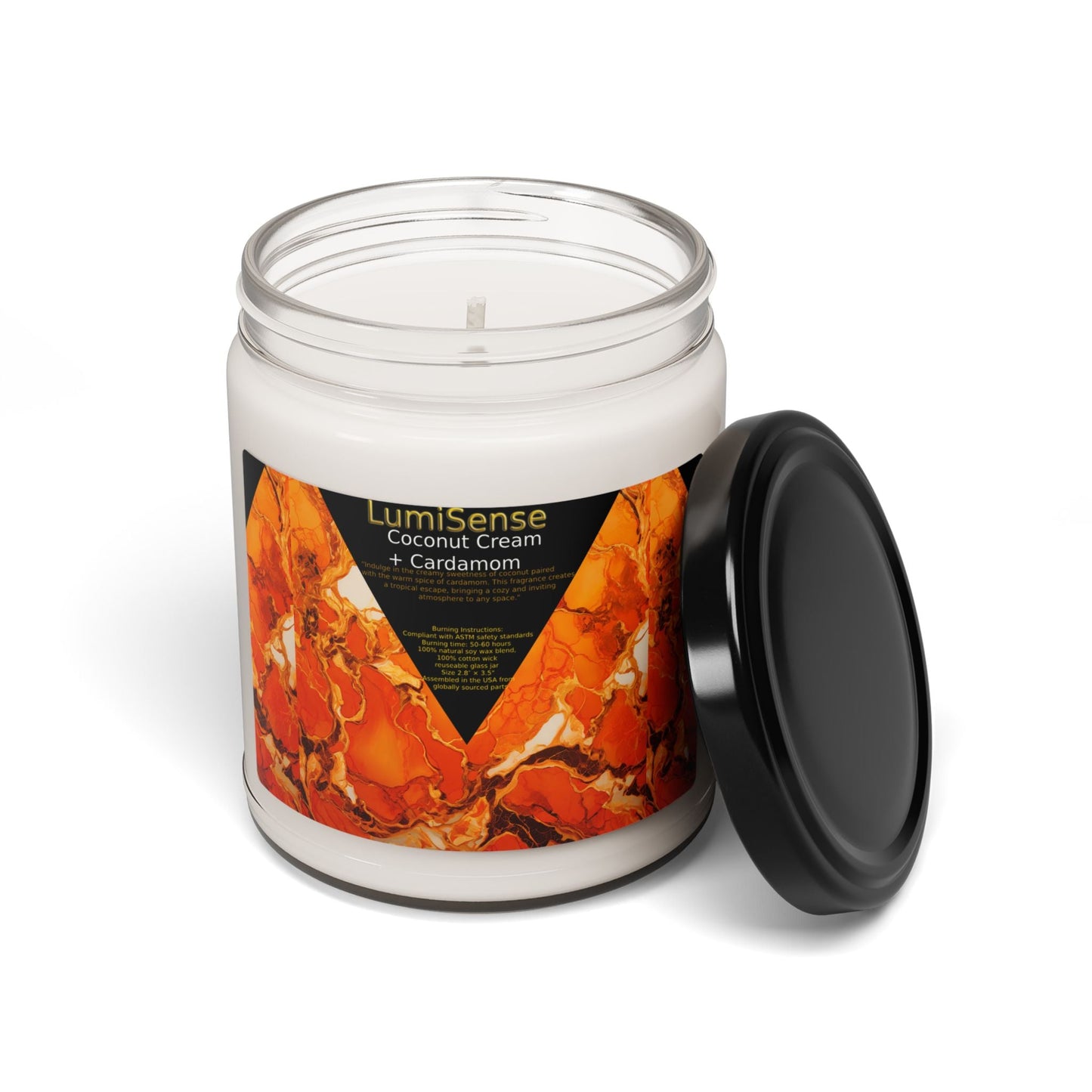 LumiSense Coconut Cream + Cardamom Scented Soy Candle - 9oz | Relaxing Aromatherapy Gift for Home & Special Occasions - S-Mart Shop Smart Treasures