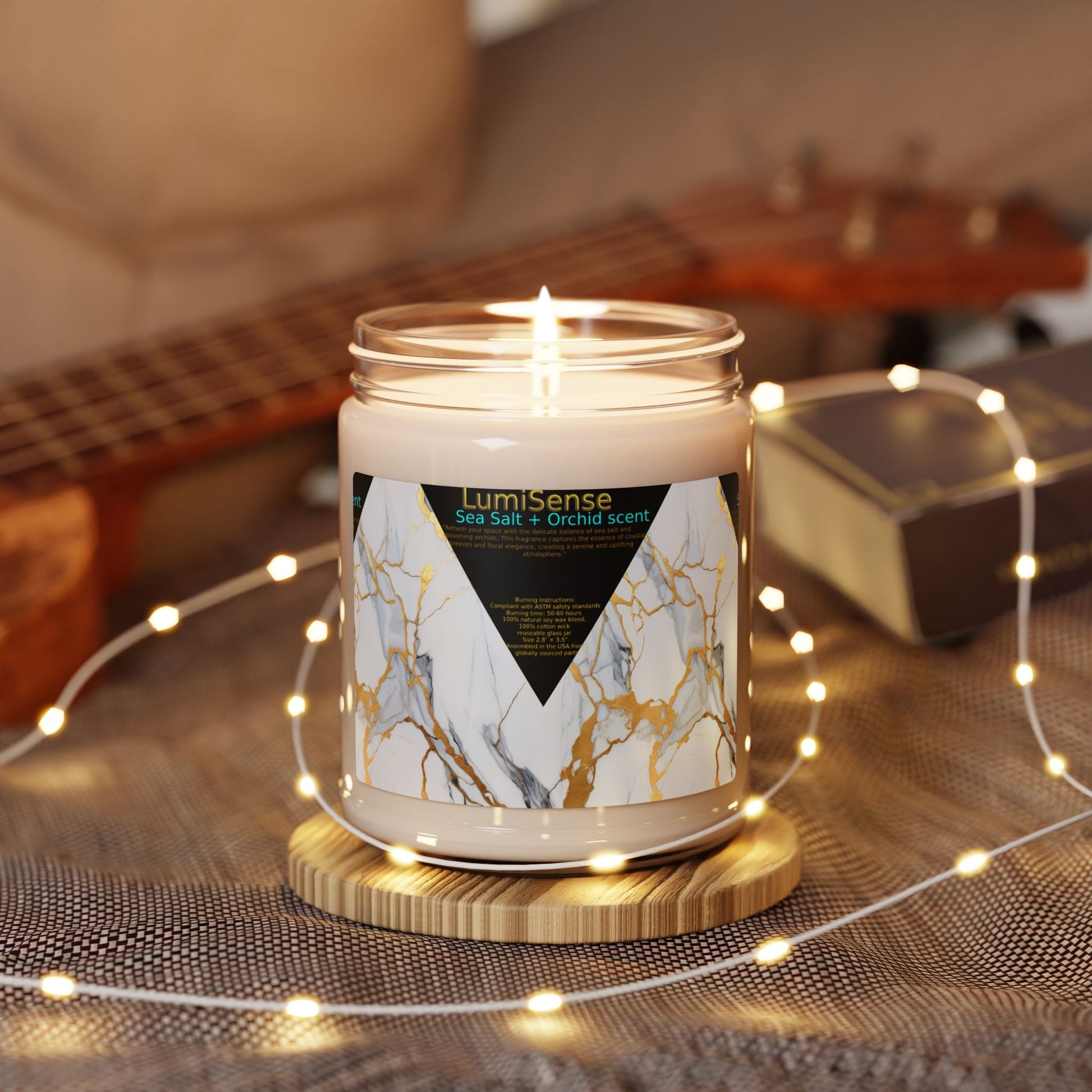 LumiSense Scented Soy Candle - Sea Salt & Orchid Aroma | Relaxing Home Décor - S-Mart Shop Smart Treasures