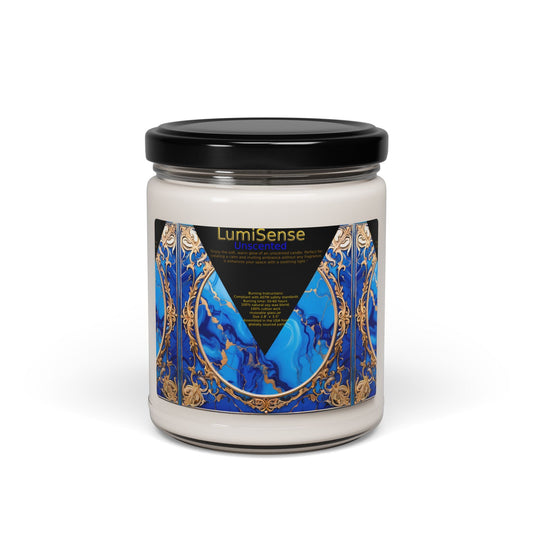 LumiSense Un Scented Soy Candle - 9oz Blue Marble Design, Aromatherapy Home Decor - S-Mart Shop Smart Treasures