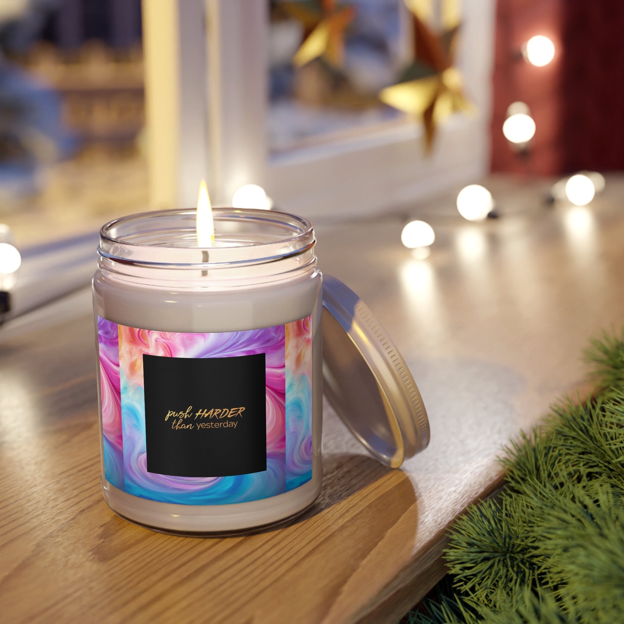 Motivational Scented Candle - "Push Harder Than Yesterday" - 9oz Aroma Therapy - S - Mart Shop Smart Treasures