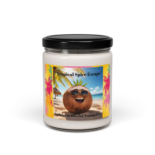Tropical Spice Escape Scented Soy Candle - Indulge in Blissful Tranquility, 9oz - S-Mart Shop Smart Treasures
