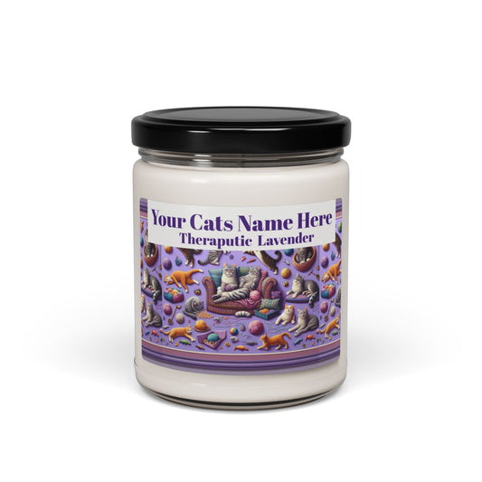 Whimsical Cat Therapeutic Lavender Soy Candle - 9oz - S-Mart Shop Smart Treasures