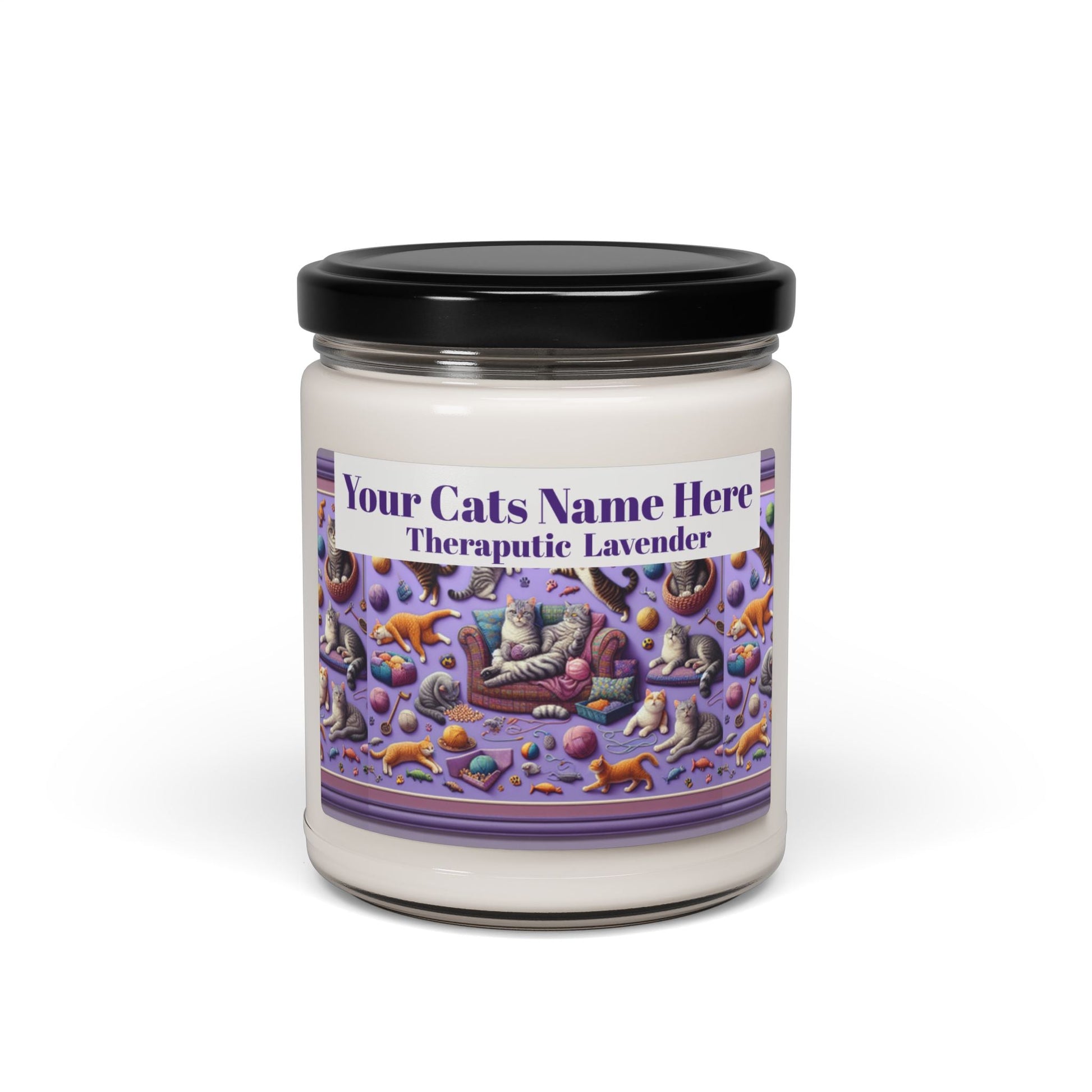 Whimsical Cat Therapeutic Lavender Soy Candle - 9oz - S-Mart Shop Smart Treasures