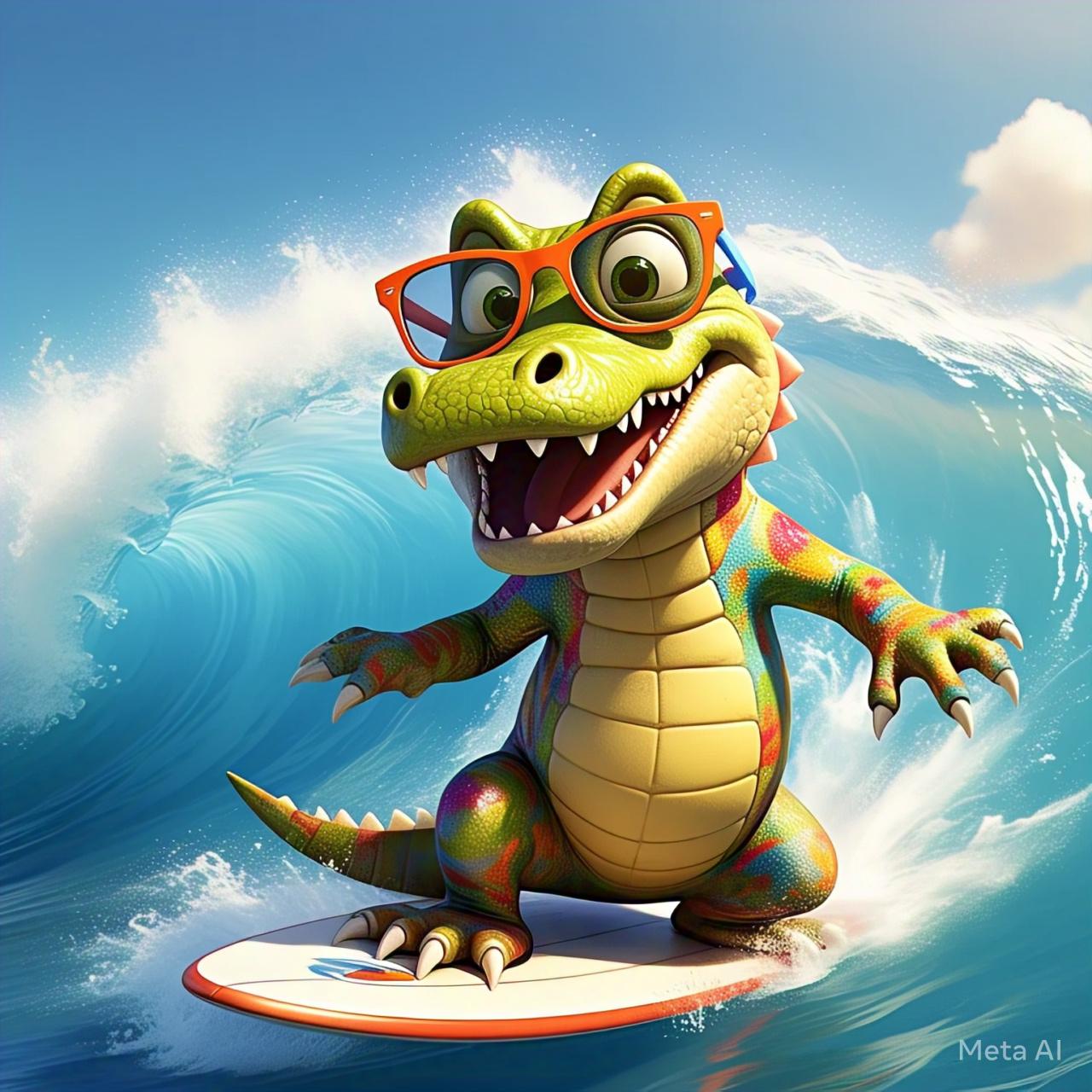 surfing Alligator wearing stylish adult t-shirts, various colors and designs - S-Mart Shop Smart Treasures
