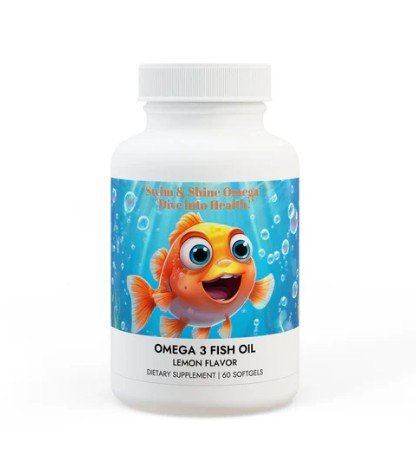 Relaxing funny fish oil bottle scene with health and wellness products like essential oils and natural supplements - S-Mart Shop Smart Treasures