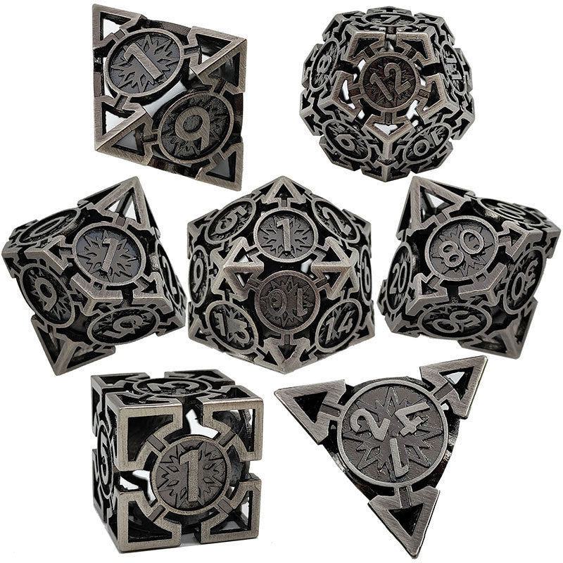 Fashion Metal Hollow Faceted Dice Set