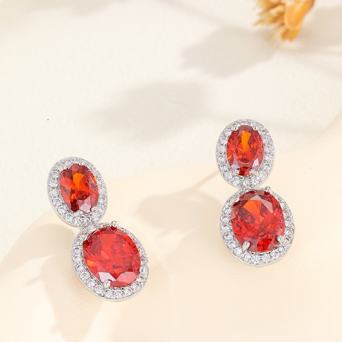 Oval Color Zircon SATINE Popular Fashion Earrings Advanced