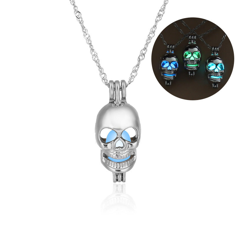 Halloween multi-colored glow-in-the-dark Skeleton hollow-out diy necklace