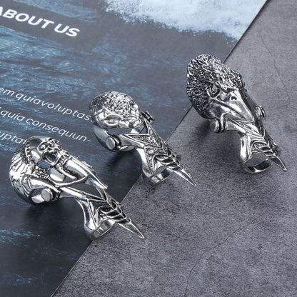 Alloy Long Ring Rock Skull Dragon Joint Bend