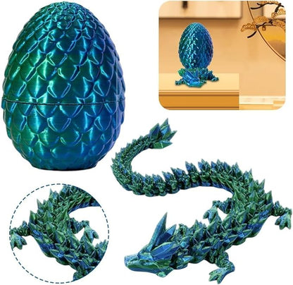 3D Printed Dragon In Egg,Full Articulated Dragon Crystal Dragon With Dragon Egg,Flexible Joints Home Decor Executive Desk Toys,Home Office Decor Executive Desk Toys For Autism ADHD