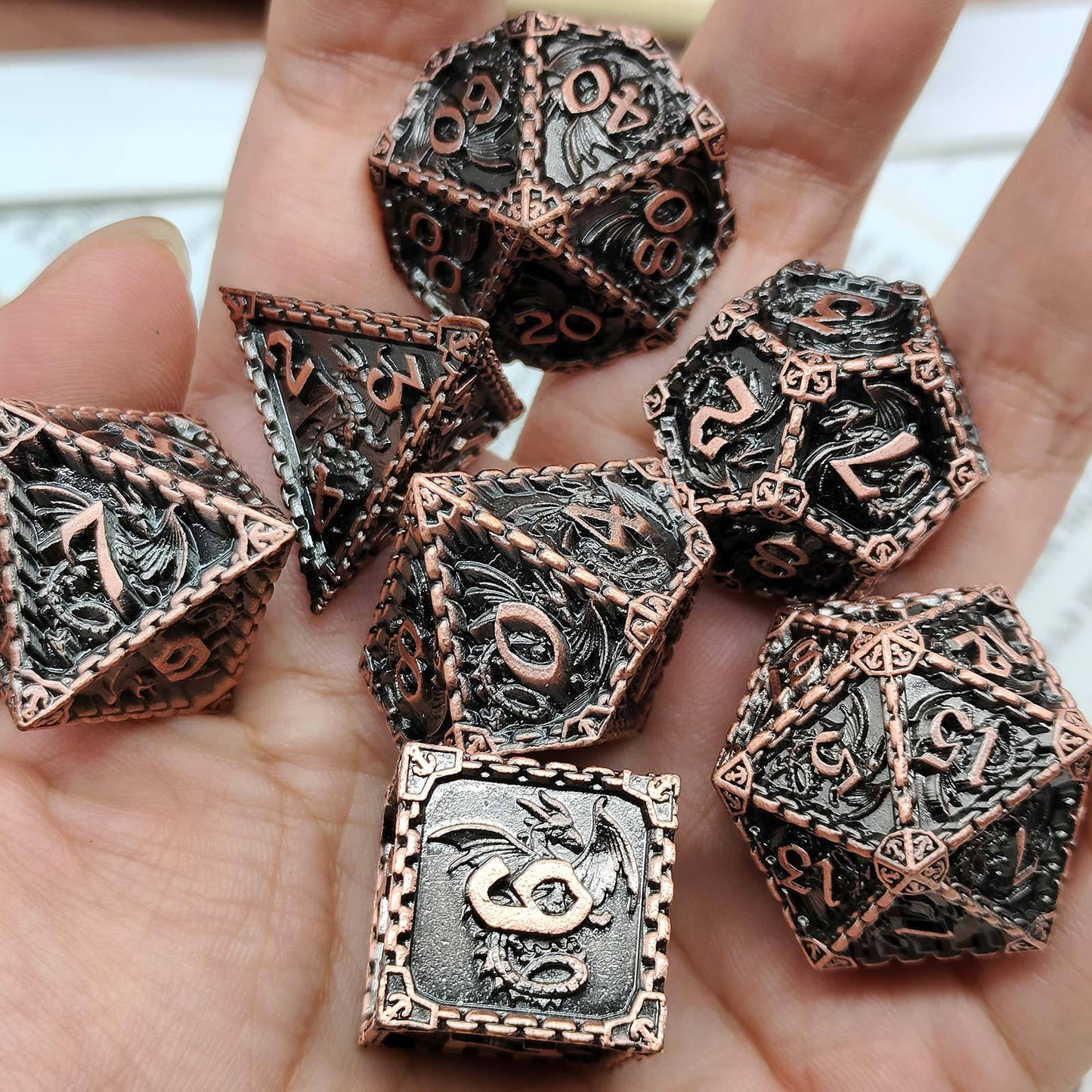 Metal Solid Dragon And Dungeon Polyhedral Dice