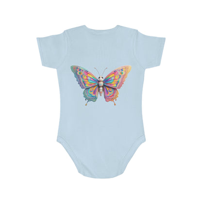 Cute Baby Animal Bodysuit with Colorful Tiger and Butterfly Designs