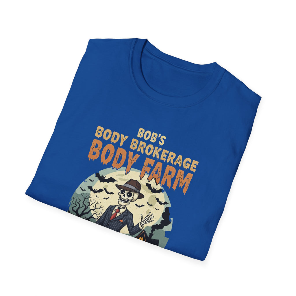 Halloween Bobs Body Brokerage Body Farm Best Deal In The End T-Shirt, Unisex Softstyle Tee, Body Farm Graphic Shirt, Halloween Party Wear, Unique Gift for Halloween Lovers
