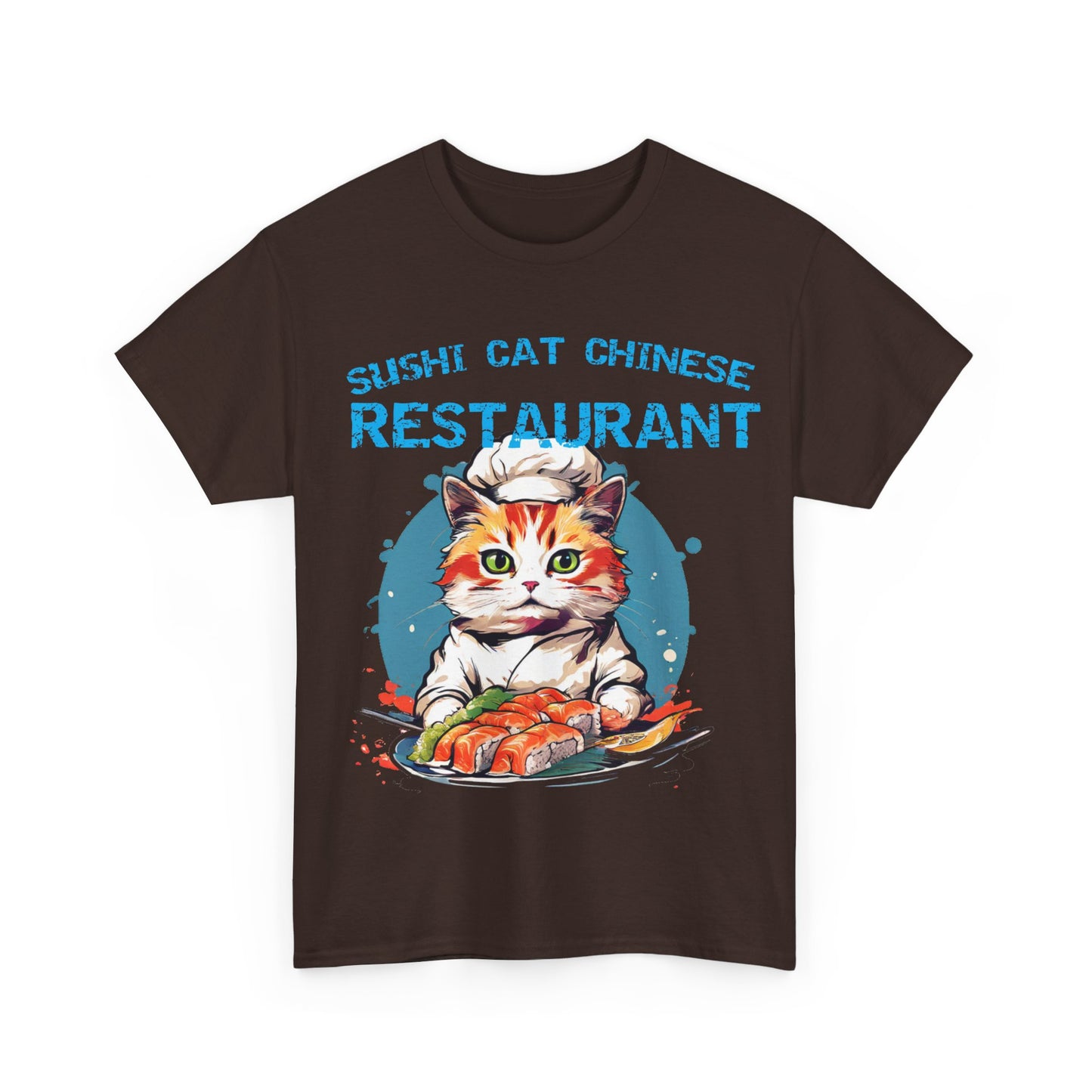 Sushi Cat Chinese Unisex Heavy Cotton Tee