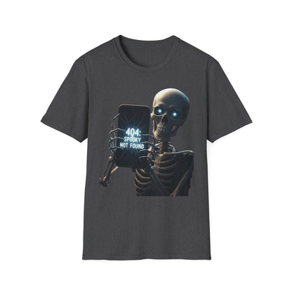 404 Spooky Not Found Skeleton T-Shirt, Halloween Tee, Unisex Graphic Shirt, Casual Wear, Fun Halloween Gift