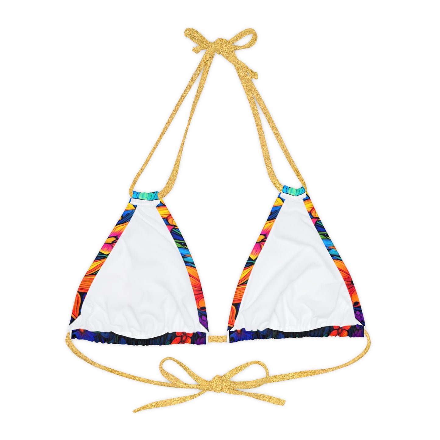 Psychedelic Flower Power Strappy Triangle Bikini Top (AOP)