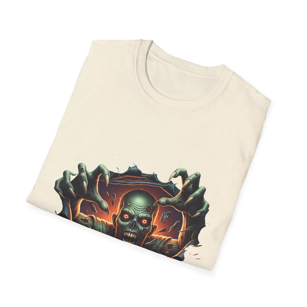 3D Spooky Zombie Graphic T-Shirt, Halloween Shirt, Unisex Softstyle Tee, Gift for Horror Fans, Casual Wear, Creepy Apparel