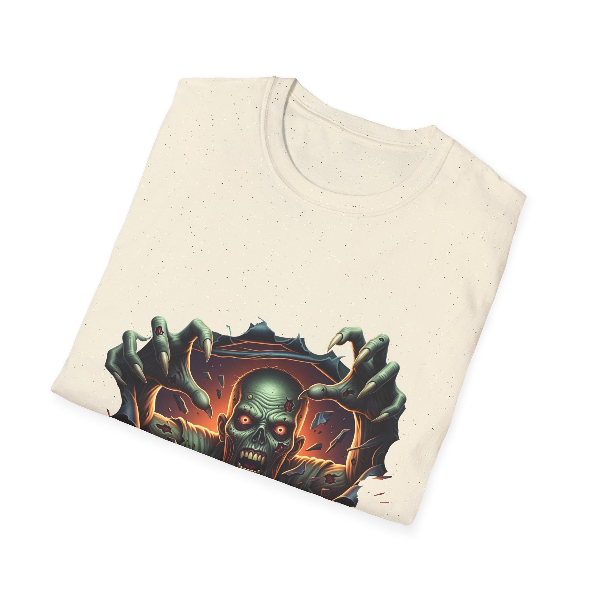 3D Spooky Zombie Graphic T-Shirt, Halloween Shirt, Unisex Softstyle Tee, Gift for Horror Fans, Casual Wear, Creepy Apparel