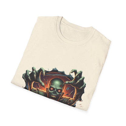 3D Spooky Zombie Graphic T-Shirt, Halloween Shirt, Unisex Softstyle Tee, Gift for Horror Fans, Casual Wear, Creepy Apparel