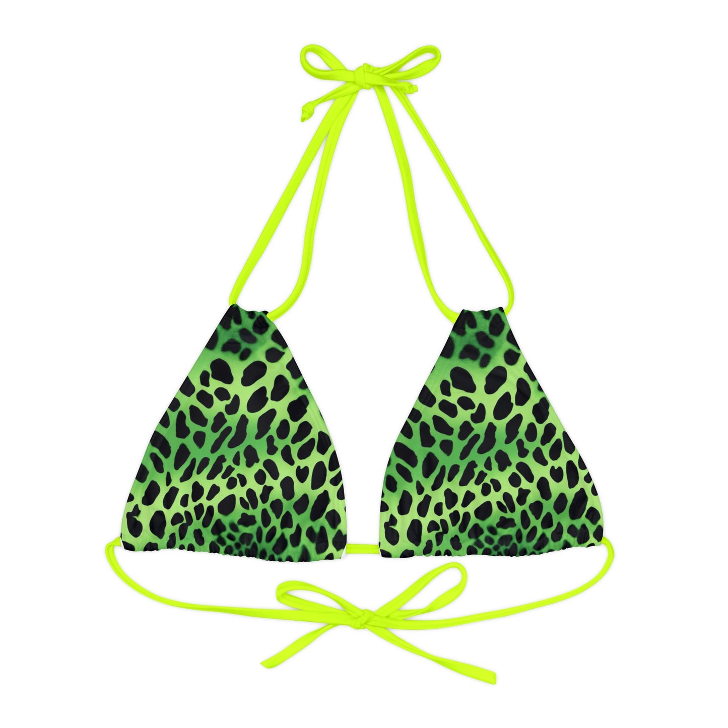 Green Leopard Strappy Triangle Bikini Top (AOP)