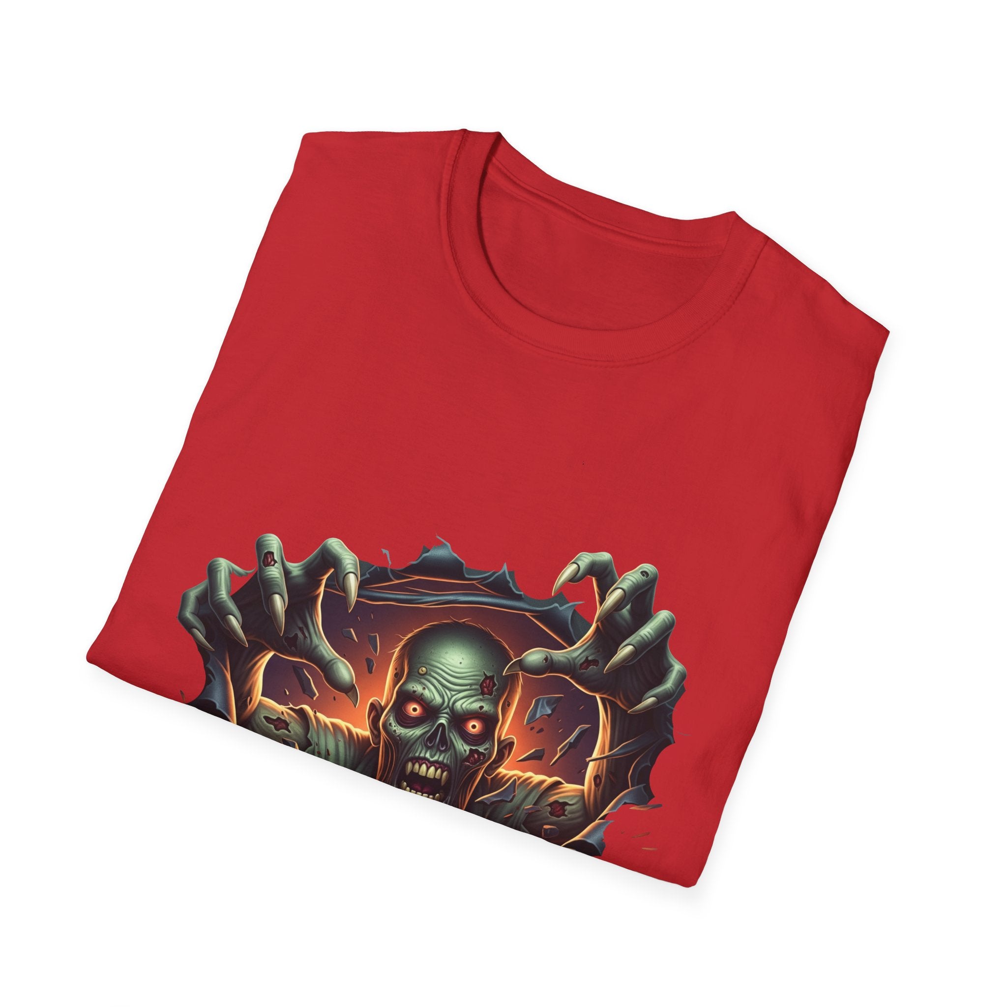 3D Spooky Zombie Graphic T-Shirt, Halloween Shirt, Unisex Softstyle Tee, Gift for Horror Fans, Casual Wear, Creepy Apparel