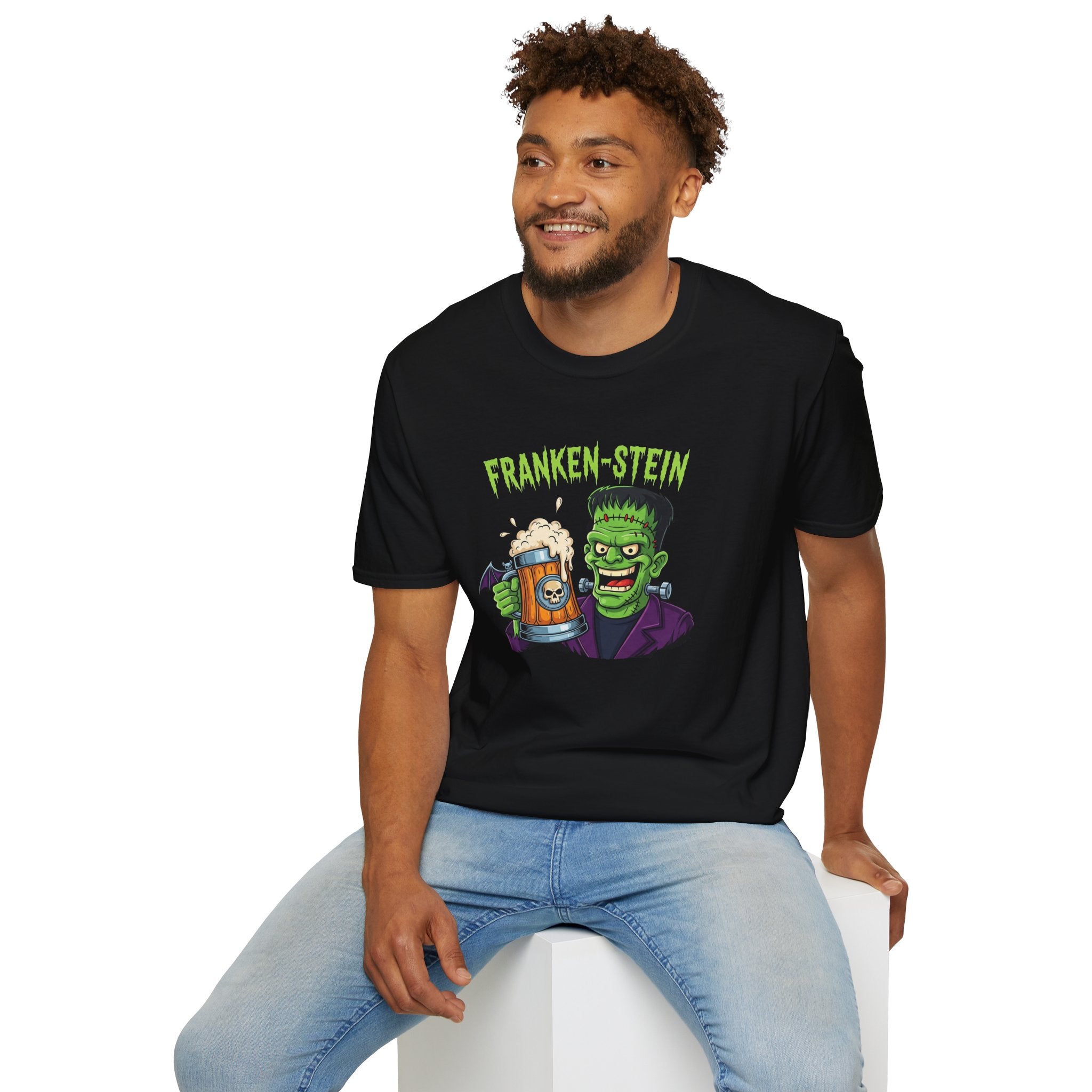 Franken-stein Beer T-Shirt, Spooky Halloween Apparel, Unisex Graphic Tee, Monster Mash Party Shirt, Halloween Costume Top, Beer Lover Gift