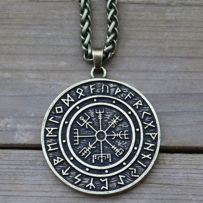 Viking Pirate Compass Rune Necklace