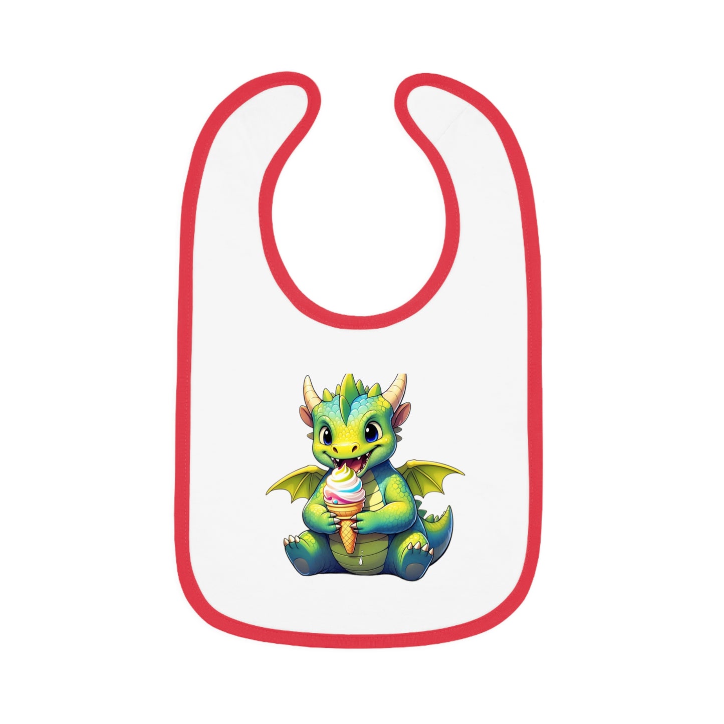 Cute Dragon Baby Bib with Contrast Trim - Perfect for Mealtime Fun