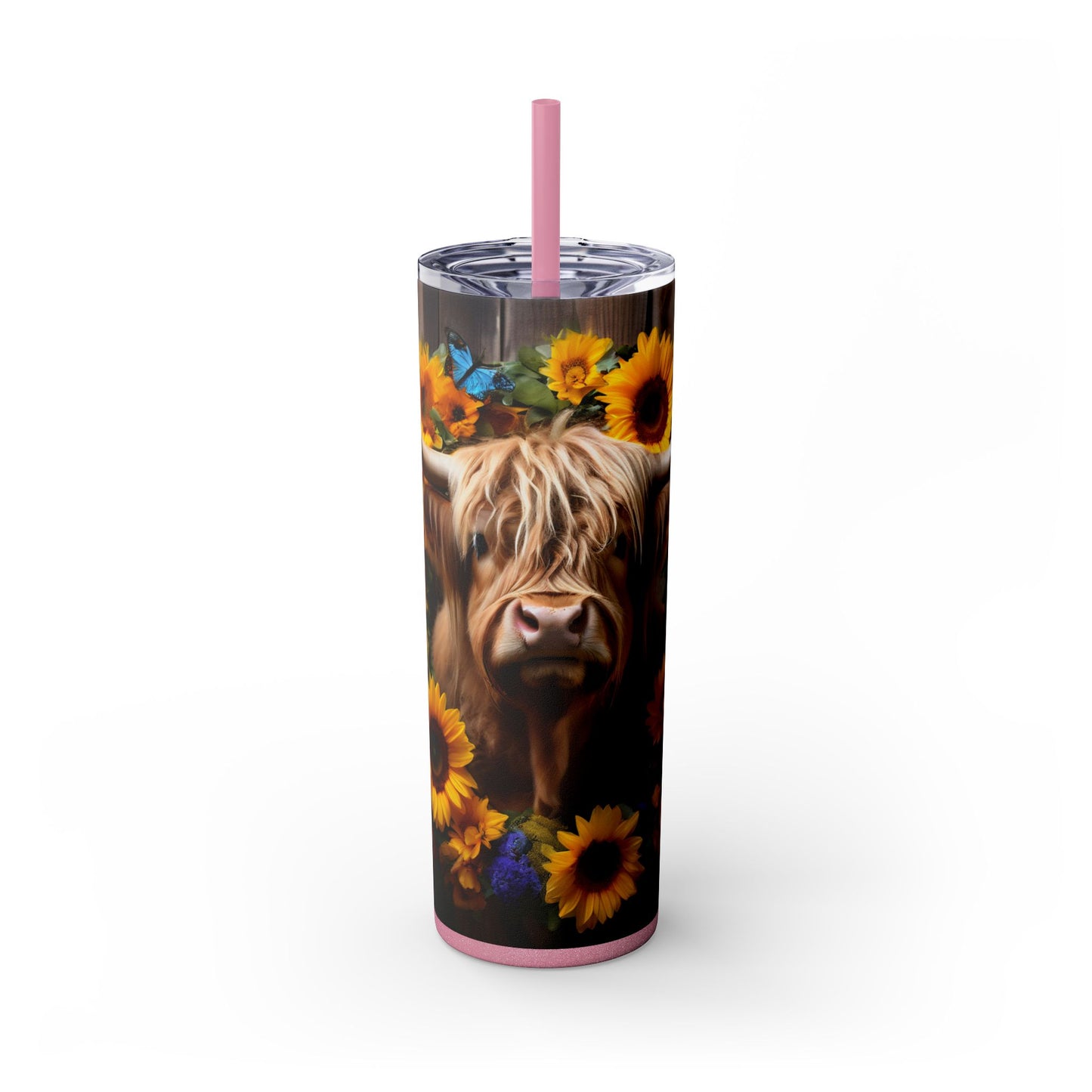 Highland Cow Skinny Tumbler with Straw, 20oz