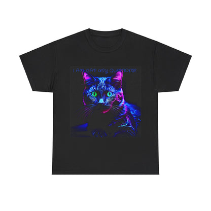 Black light UV Glow I Am Cat ? Unisex Heavy Cotton Tee