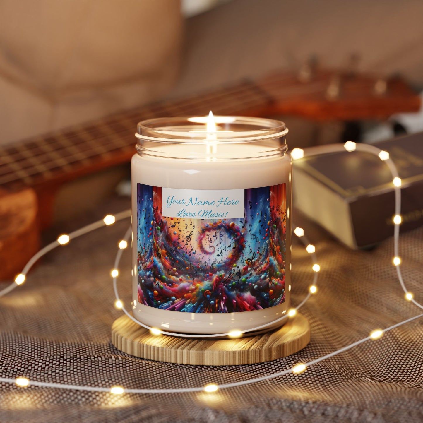 Vibrant Melody Scented Soy Candle - 9oz, Colorful Aromatic Gift for Music Lovers