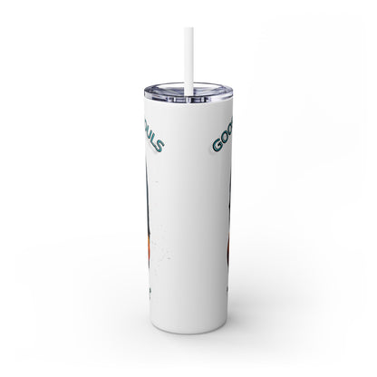 Goose Bumps And Ghouls Too Cute To Spook Skinny Tumbler with Straw, 20oz