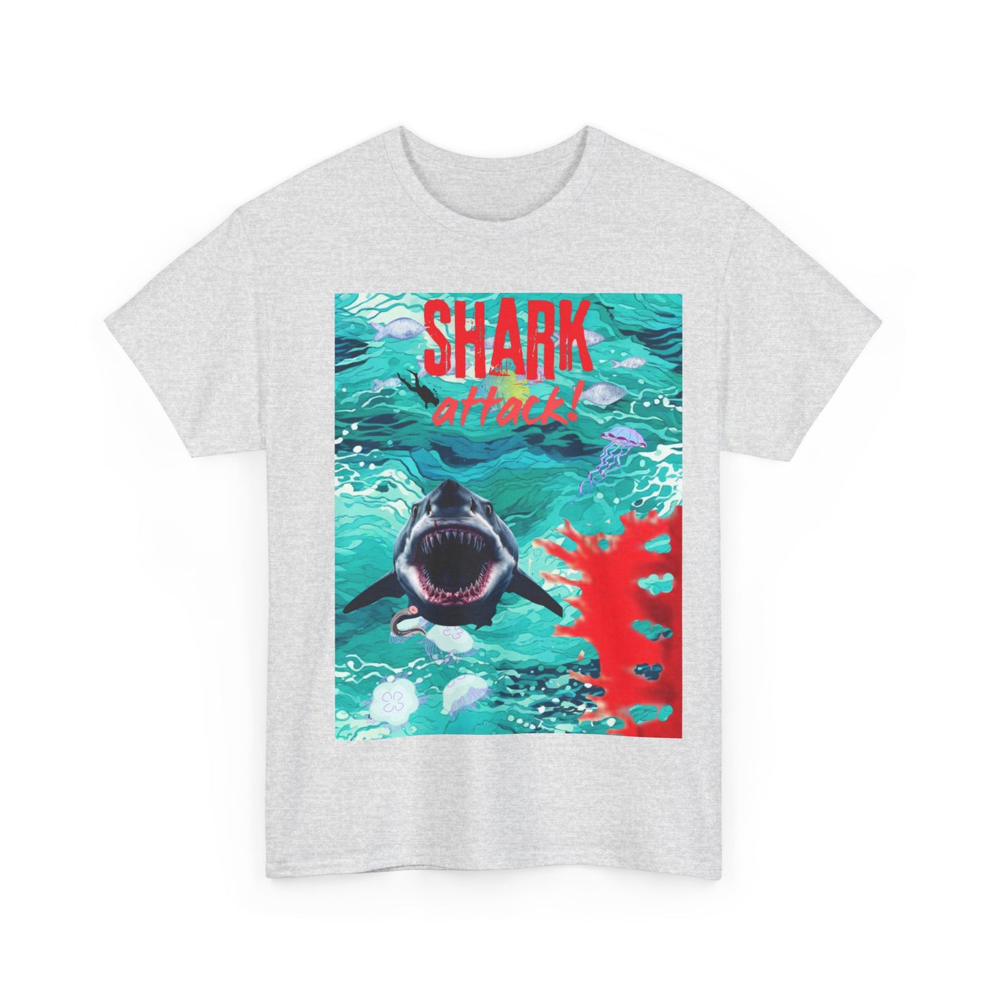 Mens Shark Attack Unisex Heavy Cotton Tee