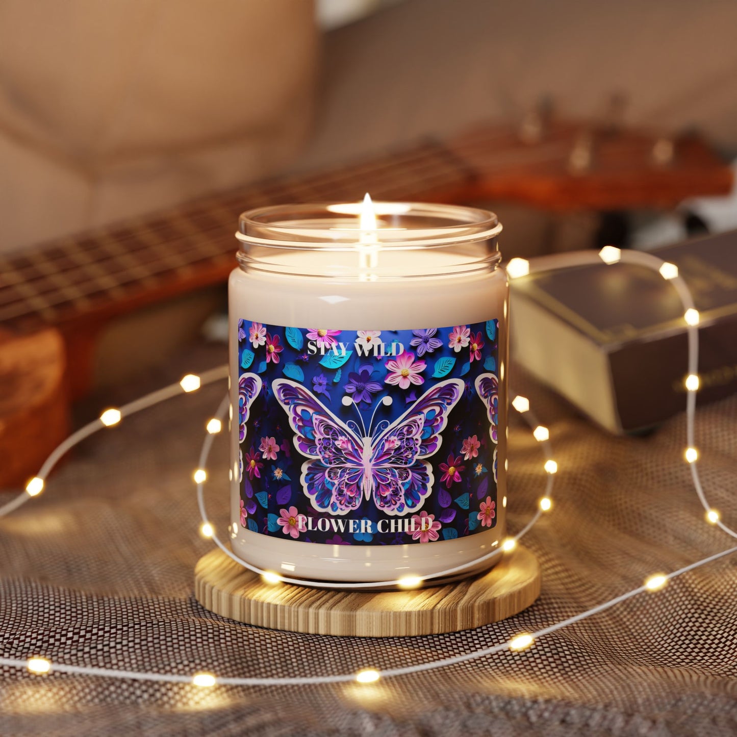 Butterfly Flower Child Scented Soy Candle - Stay Wild, 9oz