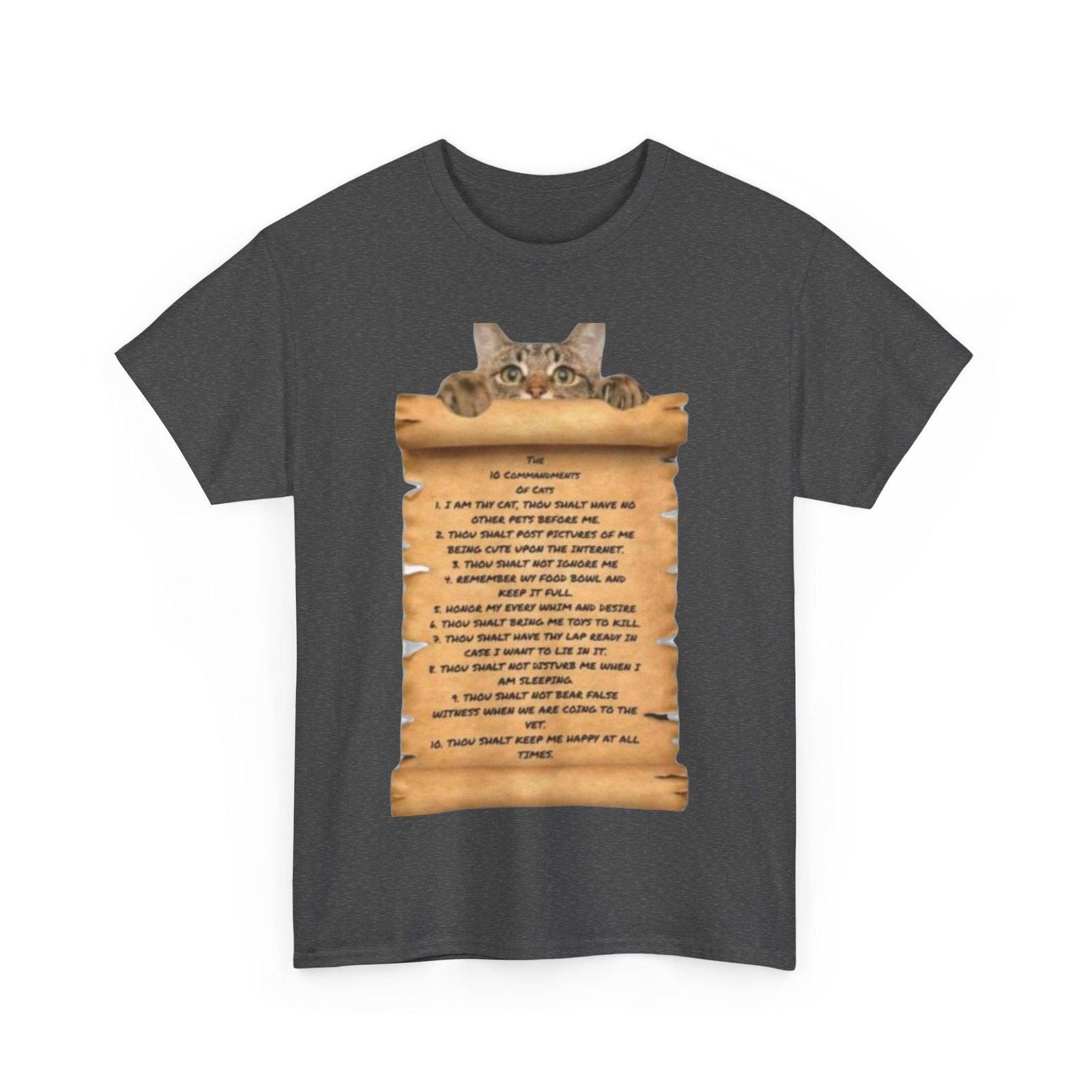 10 commandments Of A Cat Unisex Heavy Cotton Tee - S-Mart Shop Smart Treasures