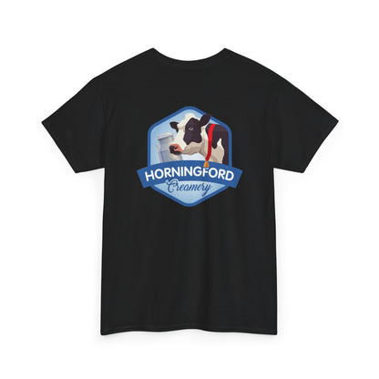Horningford Creamery Unisex Heavy Cotton Tee - Farm Fresh Design with Cow Graphic
