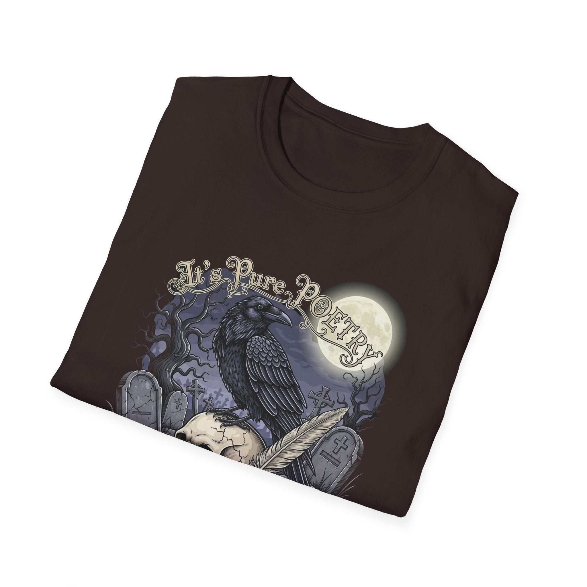 Gothic Its Pure POEtry  Graphic T-Shirt, Unisex Softstyle Tee for Halloween, Horror Fans, Casual Wear, Gift for Occasions