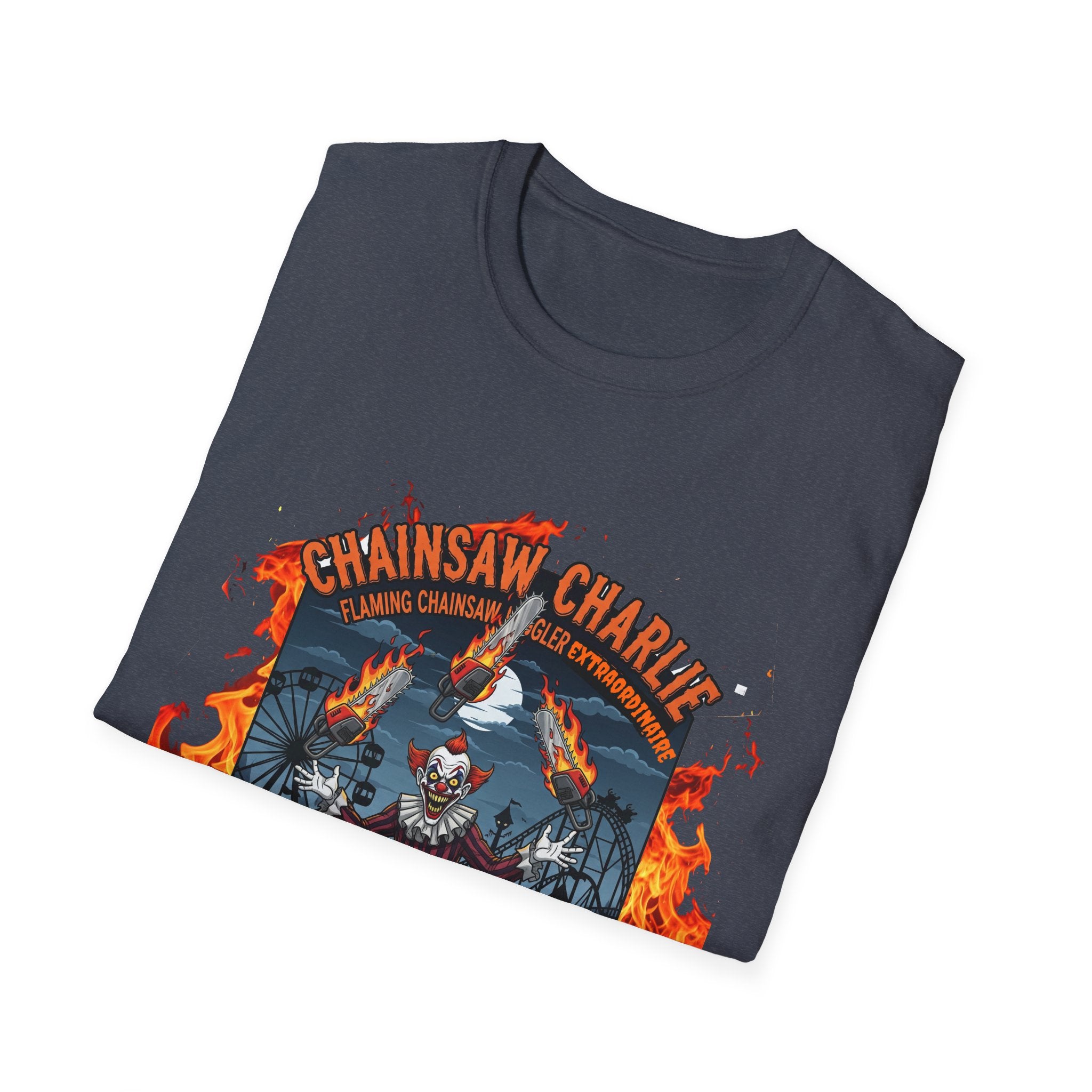 Unisex Graphic Tee - Chainsaw Charlie Halloween Shirt, Spooky T-Shirt for Costume Parties, Vintage Horror Apparel, Unisex Softstyle [...]